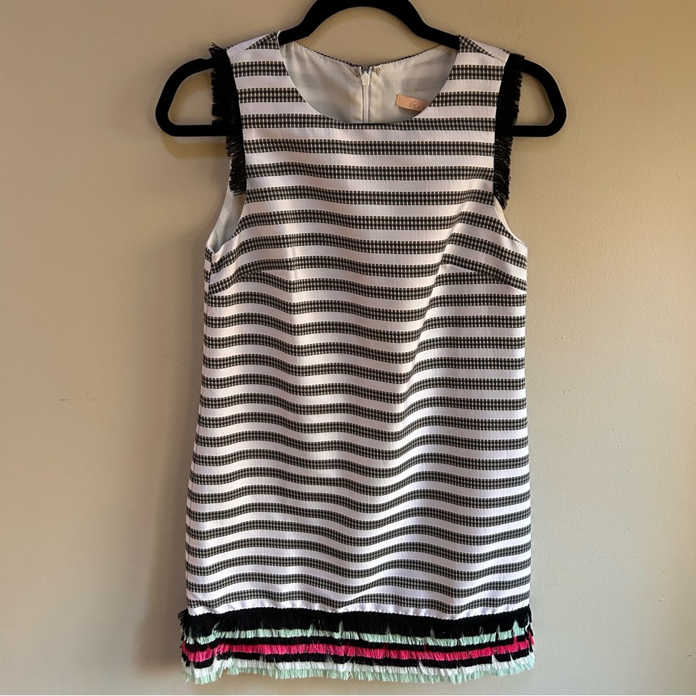 NEW~ Hutch Anthropologie ~Striped With Fringe Shift Dress in size XS